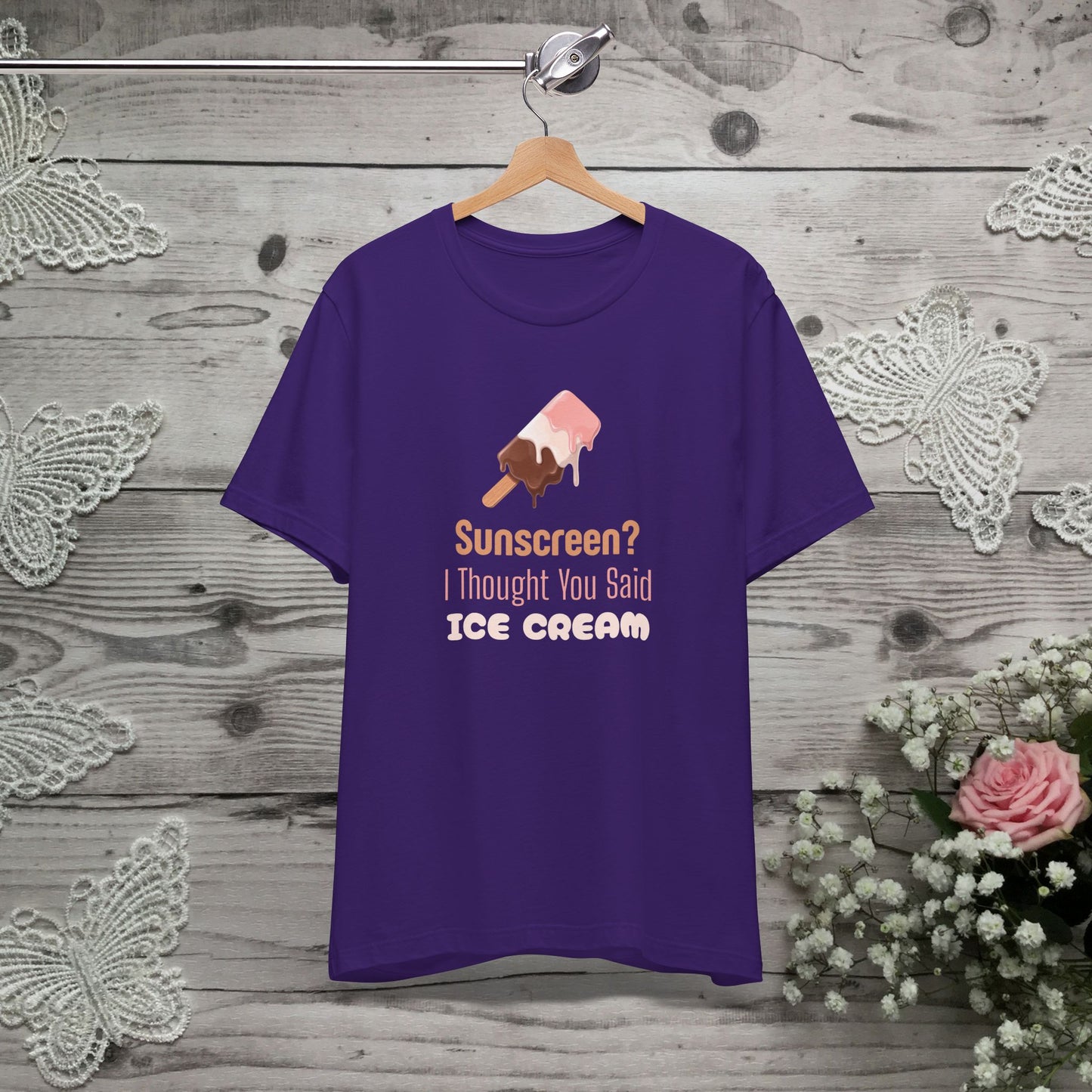 Sunscreen? I Thought You Said Ice Cream Shirt, Funny Travel Tee for Beach Lovers, Perfect Vacation Shirt for Summer Getaways and Ice Cream Fans