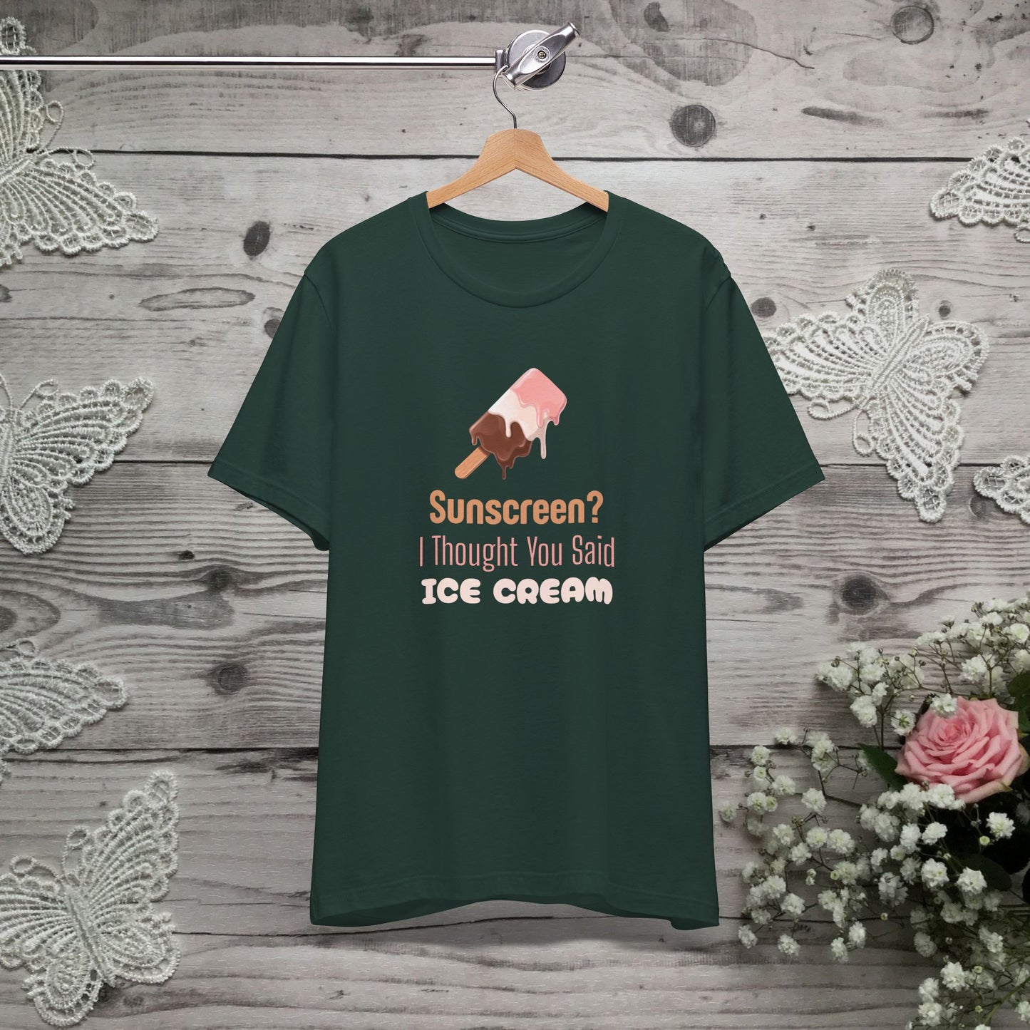 Sunscreen? I Thought You Said Ice Cream Shirt, Funny Travel Tee for Beach Lovers, Perfect Vacation Shirt for Summer Getaways and Ice Cream Fans