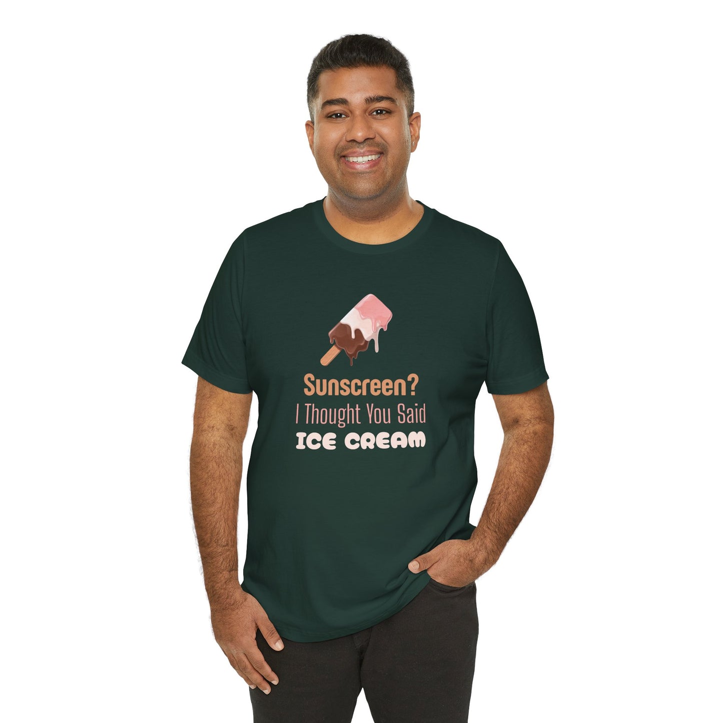 Sunscreen? I Thought You Said Ice Cream Shirt, Funny Travel Tee for Beach Lovers, Perfect Vacation Shirt for Summer Getaways and Ice Cream Fans