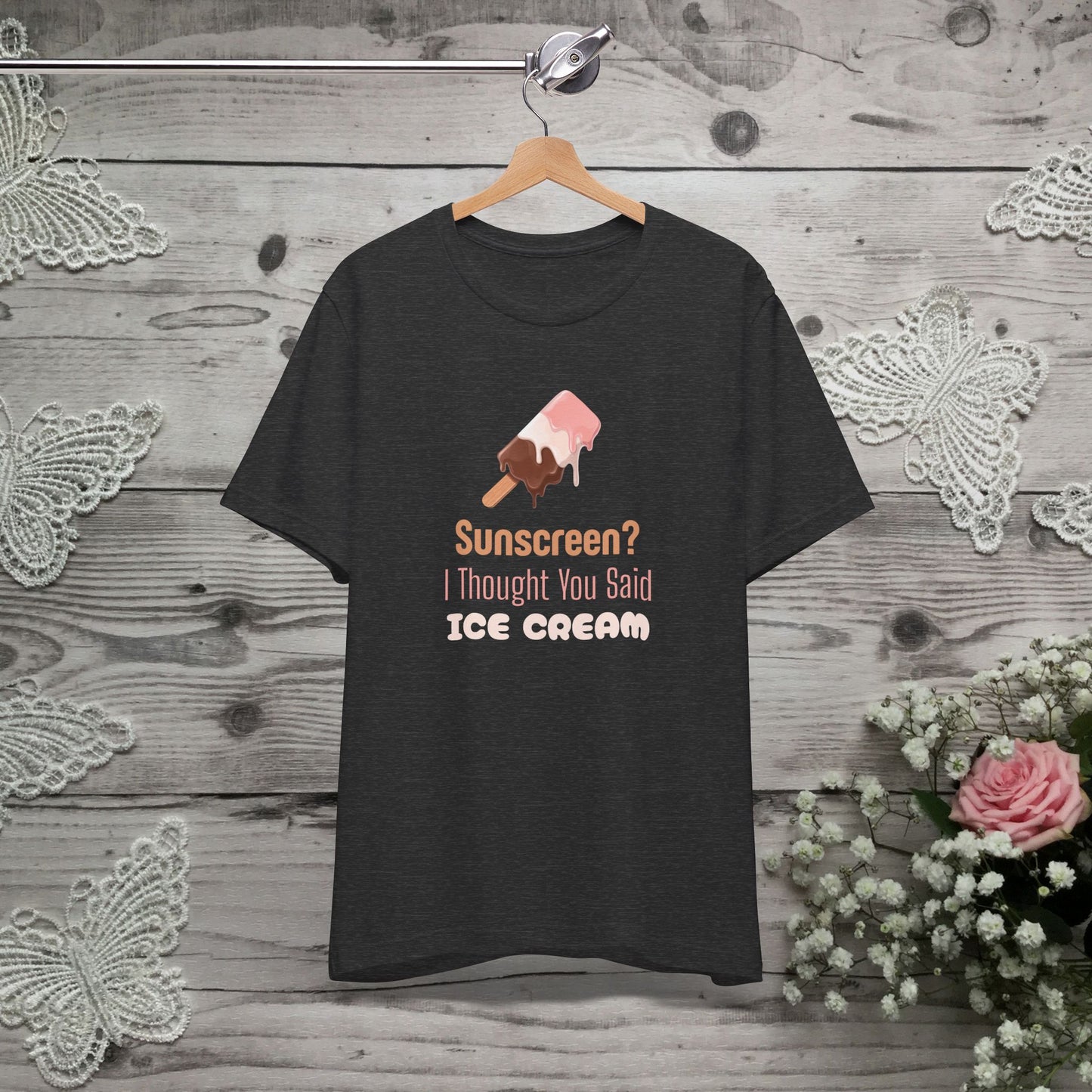 Sunscreen? I Thought You Said Ice Cream Shirt, Funny Travel Tee for Beach Lovers, Perfect Vacation Shirt for Summer Getaways and Ice Cream Fans