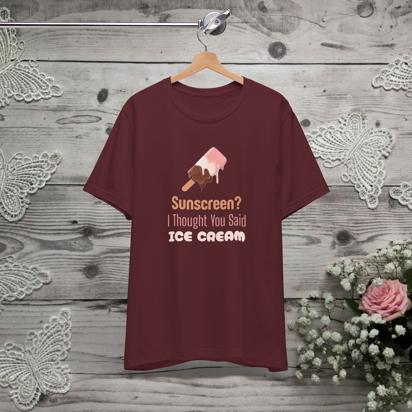 Sunscreen? I Thought You Said Ice Cream Shirt, Funny Travel Tee for Beach Lovers, Perfect Vacation Shirt for Summer Getaways and Ice Cream Fans